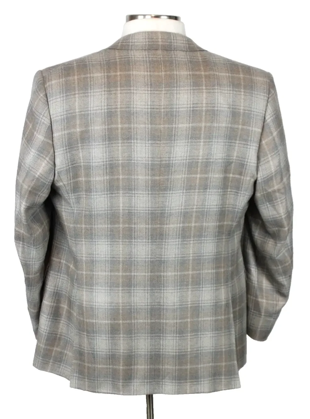 Canali Cashmere Sport Coat 48 R fits 46 (58 EU) Mens Grey Beige Plaid Blazer